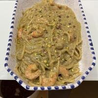 Spaghetti Pesto pistacchi e gamberi - Bella Palermo Gastronomia