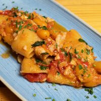 Paccheri con baccalà e pomodorini - I Gerolomini