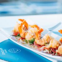 Gamberi in tempura su insalatina all'agrodolce - Bagno Antonio Ischia